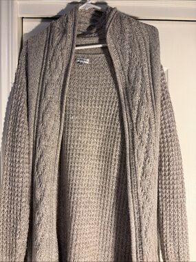 croft & barrow Gray Cable-Knit Open Cardigan
